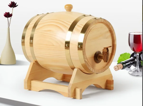 Wholesale New Design Solid Wooden Wine Barrel Beer Barrel Fruit Juice Barrel Dispenser