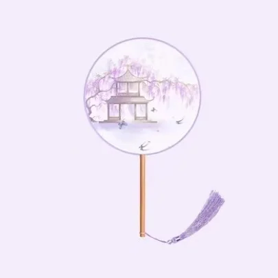  Деревянный полупрозрачный вентилятор Handfan с длинной ручкой танцевальный веер в старинном стиле вышивкой женский свадебный сувенирный подарок