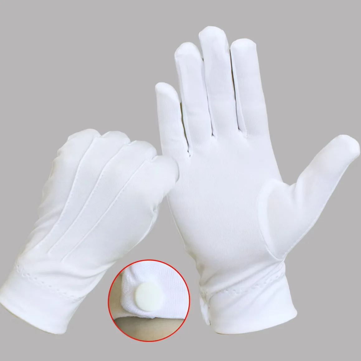 Sweat-wicking, breathable, stretchy white ceremonial gloves