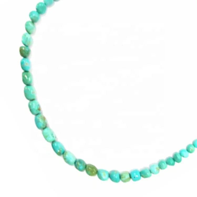 Round Arizona Turquoise Stone Necklace Gemstone Turquoise Beaded Necklace