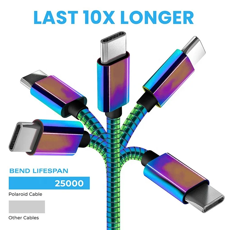 Type A Power Cable With Micro Metal Braided Flexible Phone Type C Usb Cable