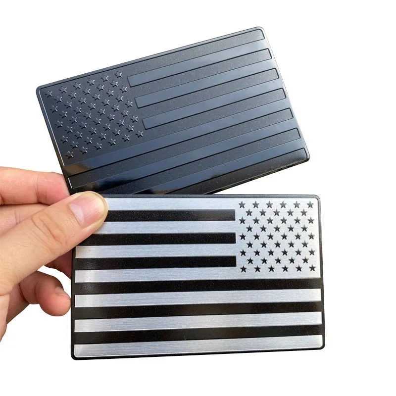 3D USA flag Aluminum Car Sticker customized Car Metal Flag Sticker embossed metal flag sticker
