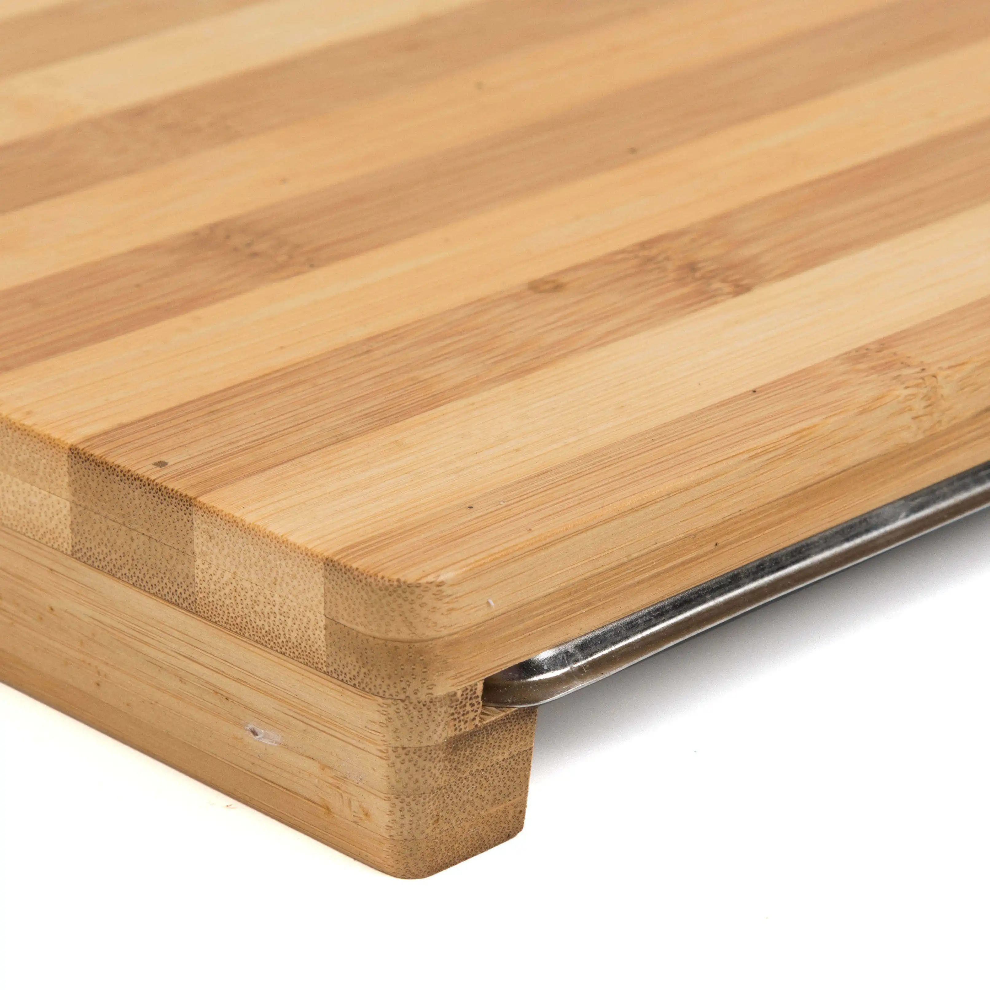 Custom Logo Bamboo Cutting Chop Board Drawer For The Kitchen With Stainless Tray Storage