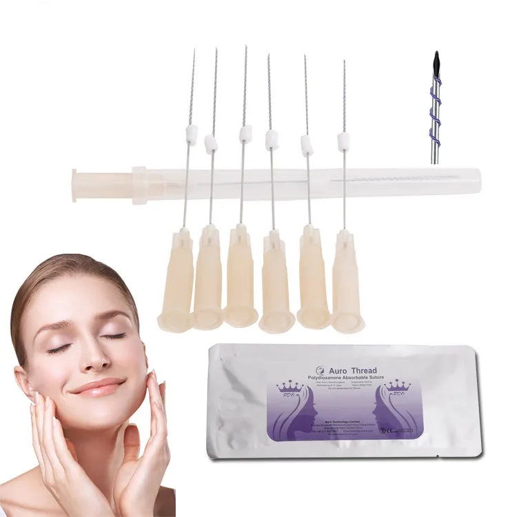 Korea suppliers disposable eye contour v line face body lifting needle 27G 90mm Tornado screw PDO thread