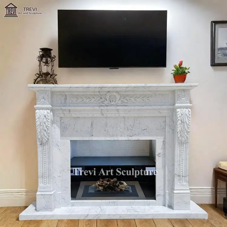 Customized High-quality Italian Carrara Marble Fireplace Mantel Wholesale