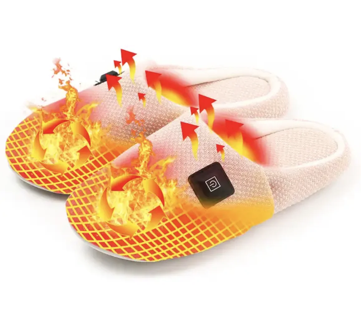 Bedroom Warm Shoes Heating Cozy Cotton Slippers for Wholesale Carbon Fiber Battery Powered Rechargeable Indoor Custom Winter PVC