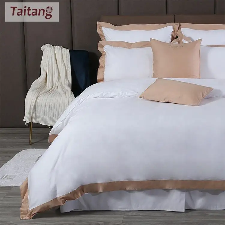 Wholesale hotel luxury bedding sets 5 stars hotel cotton bed linen 3cm pattern hotel bed sheet