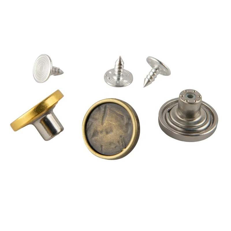 Quality 17mm Anti Brass Color Zinc Alloy Metallic Jean Shank Button For Denim