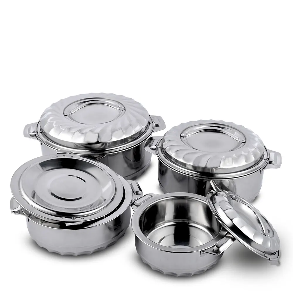 4pcs stainless steel double wall insulated casseroles hot pot food warmer casserole set