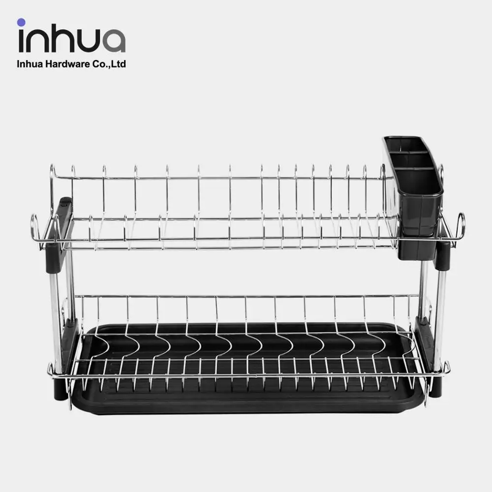 2 tier drain drying rack cutlery storage rack kitchen metal dish rack