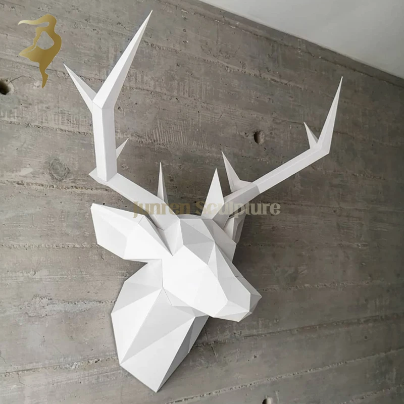 Wall indoor decorative metal 3d art animal statue stainless steel tiger head sculpture