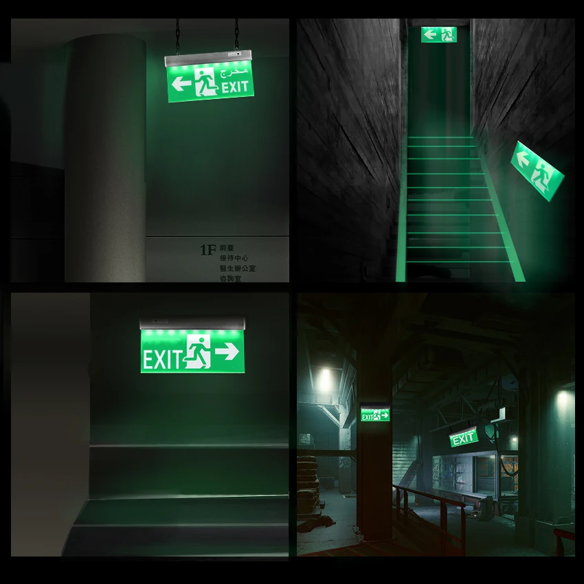 Hot sale Automatic Led Emergency Rechargeable Running Man Arrow Exit Sign Light