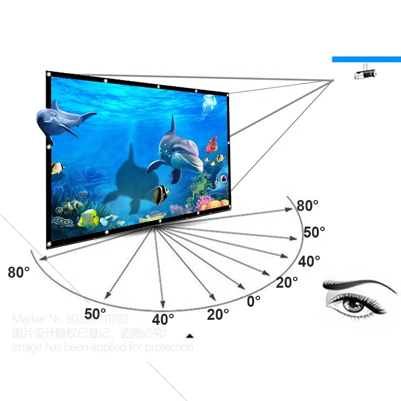 AUN 100 inch Projector Screen 16:9 Foldable Portable Matte White Screen Thicker Screen for Home Theater