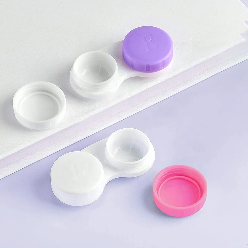 Popular contact lens case custom multi color contact lens duplex case box plastic mini contact lenses cases storage boxes