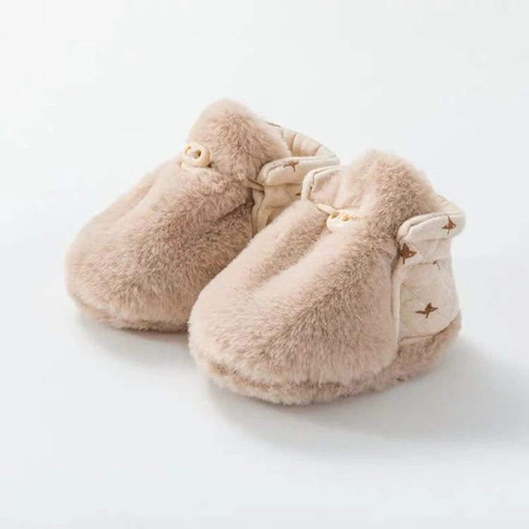 Недорогая Удобная зимняя теплая детская обувь с подкладкой из искусственного меха для новорожденных и маленьких девочек с нескользящей подошвой