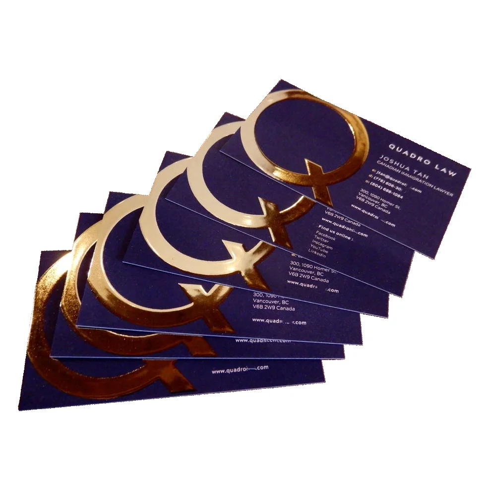 Custom Logo Luxury Raised 3D Embossed Gold Foil Visiting Business Presentation Cards