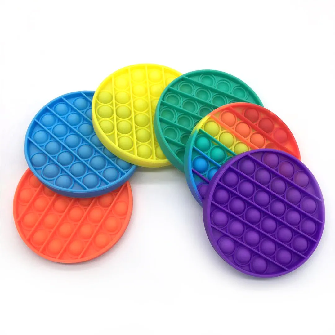 
2021 Amazon Best Sale Product Rainbow Kids Toy Silicone Bubble Popping Game Sensory Fidget Toy 