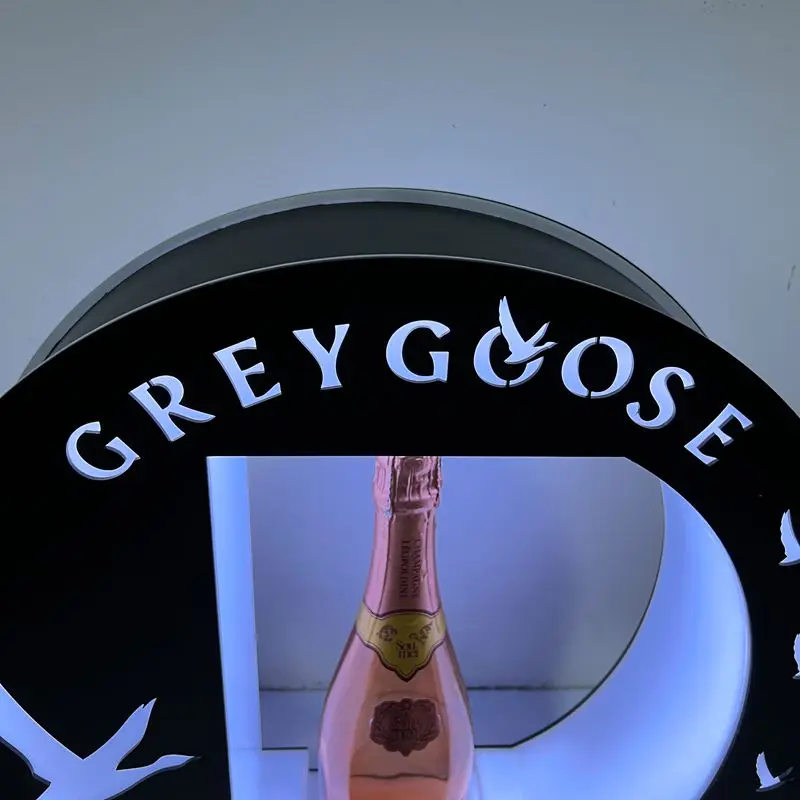 OEM Acrylic rechargeable grey goose VODKA glorifier VIP display stand rack luminous LED bottle presenter for Lounge nightclub