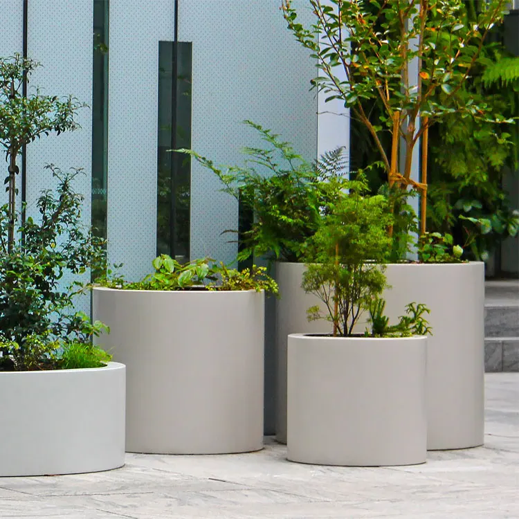 outdoor urban street furniture big stainless steel planters outside garden park aluminium plant box out door metal flower pots