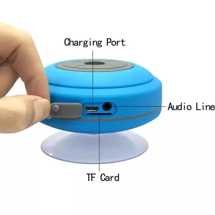 Waterproof Mini Portable Wireless Blue tooth Speaker with LED Light Suction Base for Bathroom Music Hand free Phone Call Gift