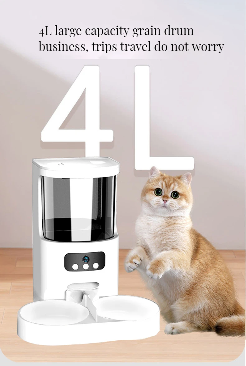 Wholesale Smart App Pet Feeder Cat And Dog Food Double Bowl Interactive Dispenser With Camer Wifi Automatic Smart Pet Feeder