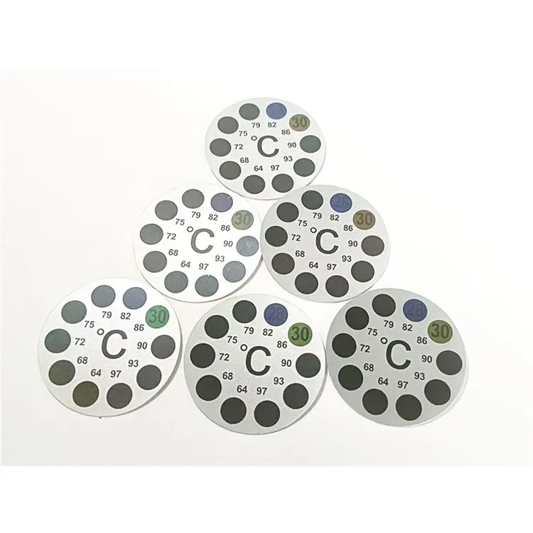 Custom Cloth Thermometer Strip Sticker Digital LCD Holographic Adhesion round Shape for Adult Jackets Industrial Application