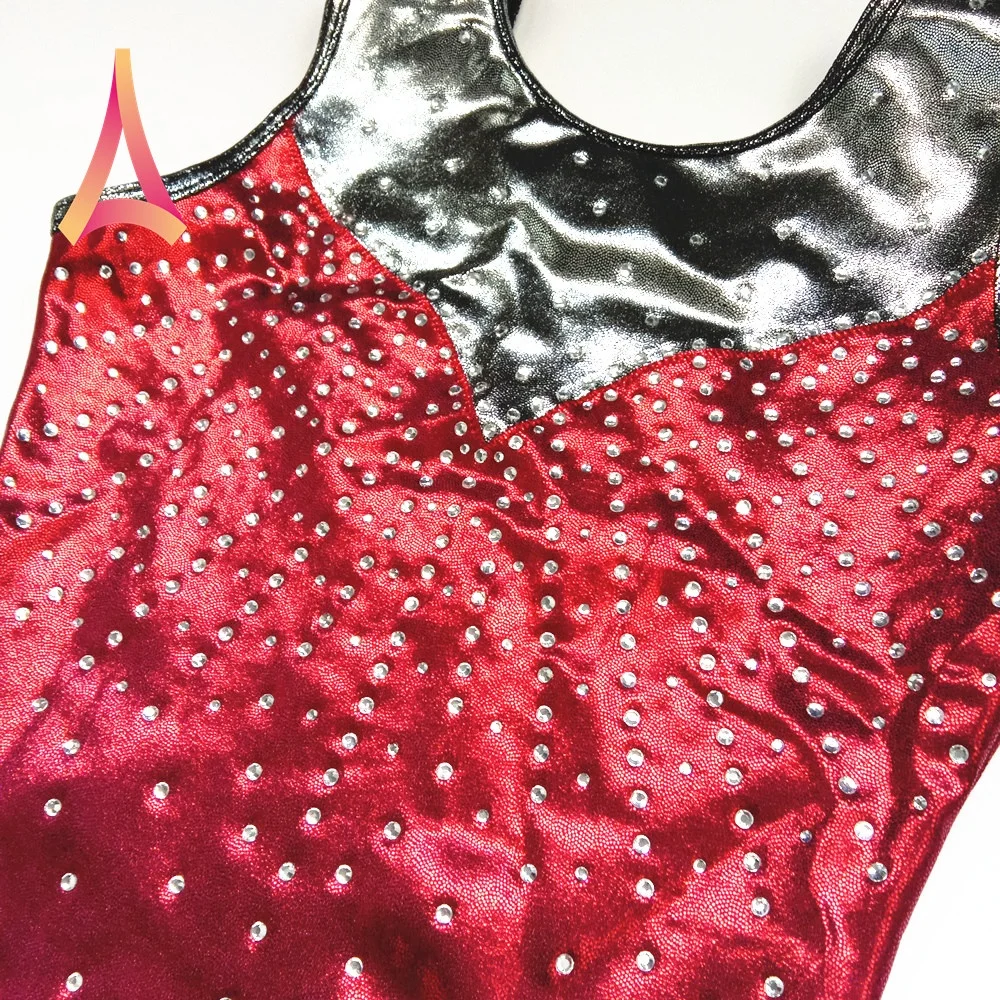 Sparkling Burgundy Red Leotards for Girls Gymnastics