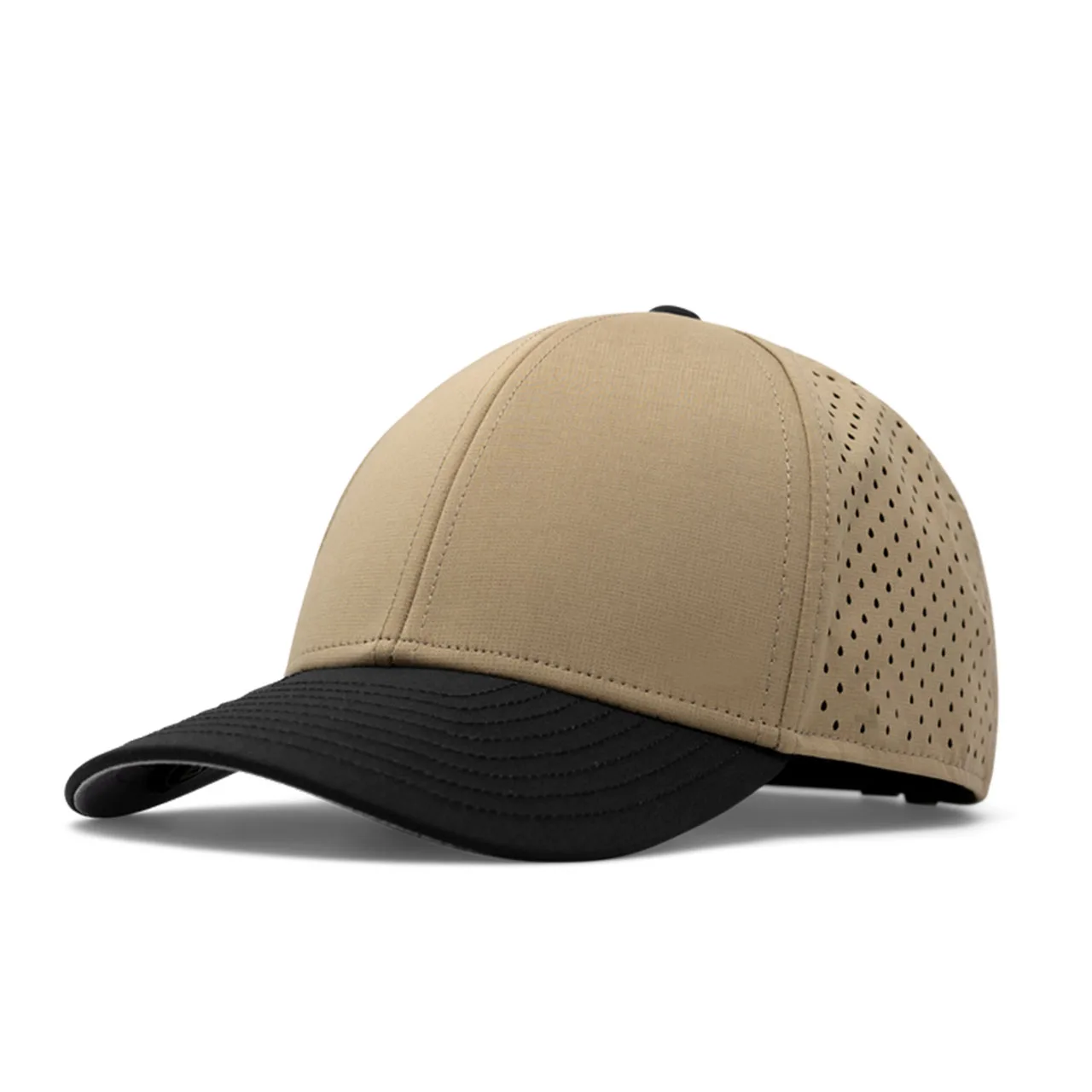 Fashion Custom Sports 6 Panel 3D Rubber PVC Logo Baseball Cap, Waterproof Laser Cut Drilled Hole Perforated Curved Brim golf Hat