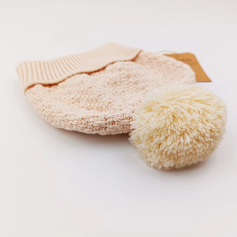 Pinuotu Baby Knitted Beanie Warm Kids Toddler Knitwear Pure Cotton Newborn Baby Neutral Winter Hats Soft Pom Crochet Beanies