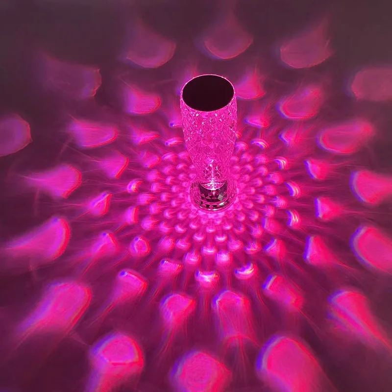 Touch Control Table Light Usb Rechargeable Romantic Rose Rgb Led Atmosphere Small Waist Crystal Table Lamp