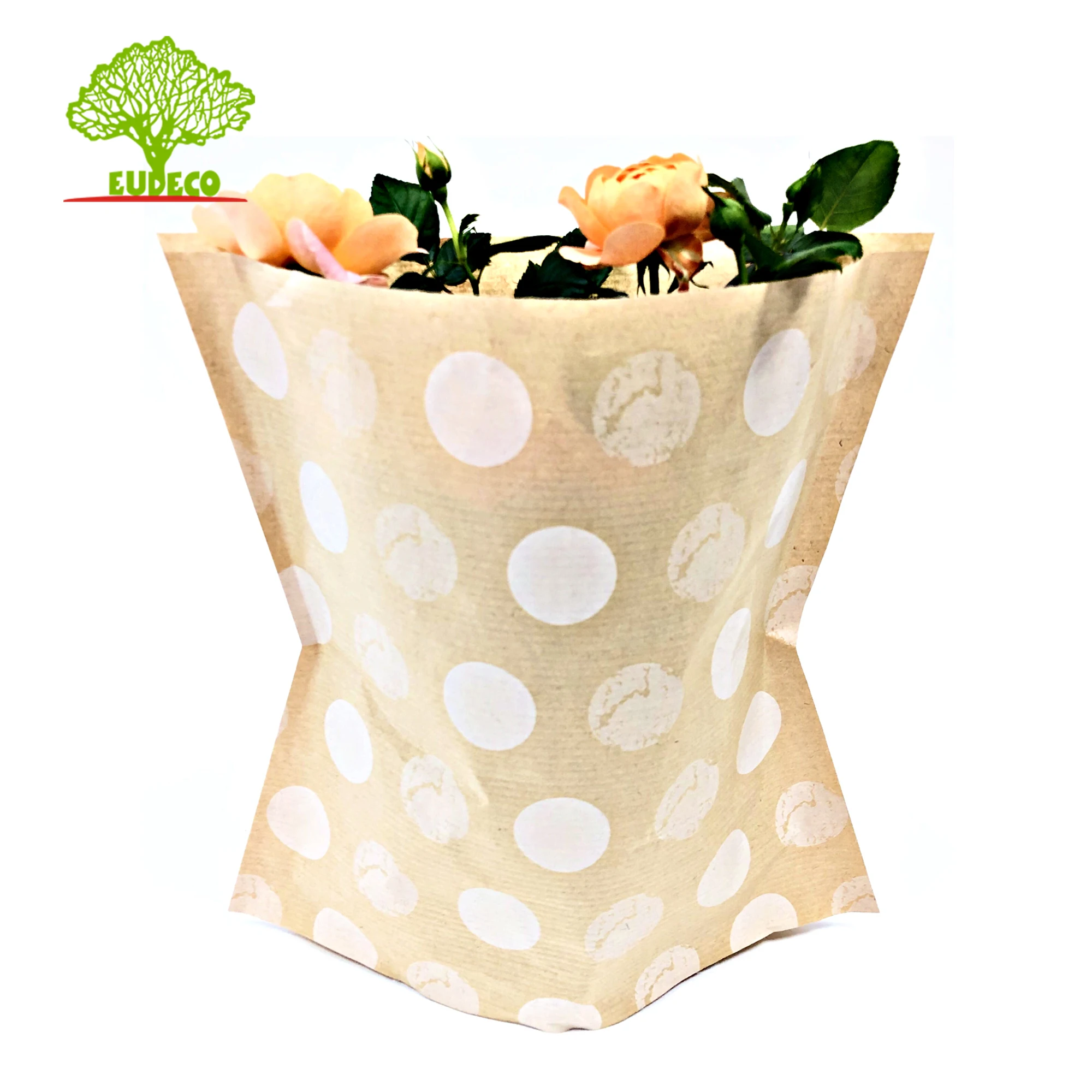 New Compostable Thick Plastic Vase Dotty Kraft Bags Making Machine Paper Pot X for Flower Household Products Coated Paper Accept