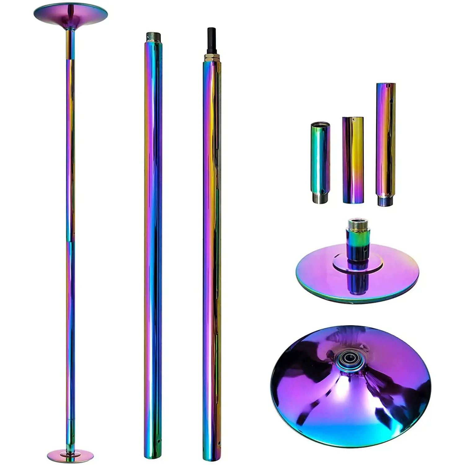 45mm New style Colorful  Steel Tube Spinning and Static Portable Fitness Exercise Stripper Dancing Pole Gold pole dance
