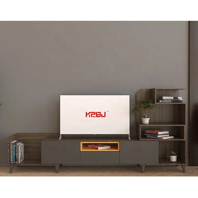 
Turkish Style Latest Design MDF Board Wood TV Stand Furniture With Bookshelf 
