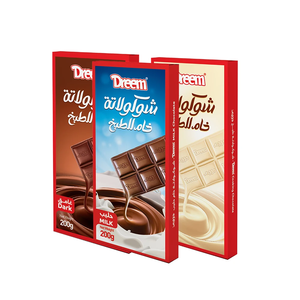 Yummy Halal Desserts Snack Milk Chocolate Bar Hot Selling Confectionery Cooking Dark Chocolate for Cooking Baking