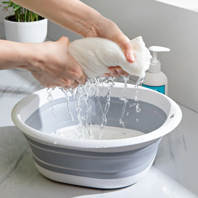 Household Foldable Washbasin Convenient Travel Laundry Plastic Washbasin Dormitory Storable Washbin Laundry Tub