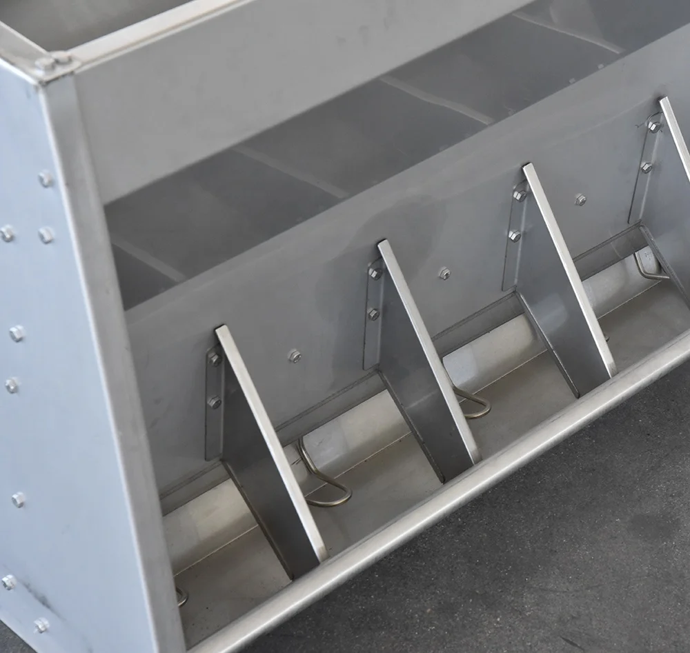 Easy install prefabricated Double Side Stainless Steel Feeding Trough with 14 Holes Pig Equipment