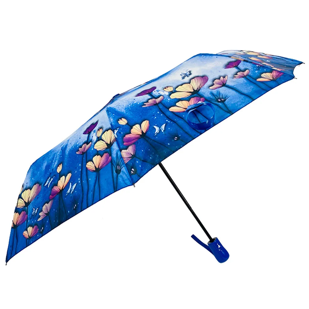 OVIDA sun city lightweight wholesale cheap ladies auto open  compact and portable 3 folding umbrellas with Customized Logo