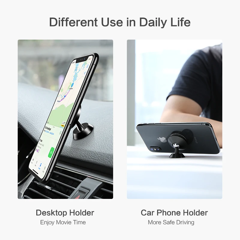 Car Phone Holder Dashboard Mount 360 Rotating Magnetic Mobile Holder Aluminum Alloy Car Holder Magnetic Telefoon Houder Auto