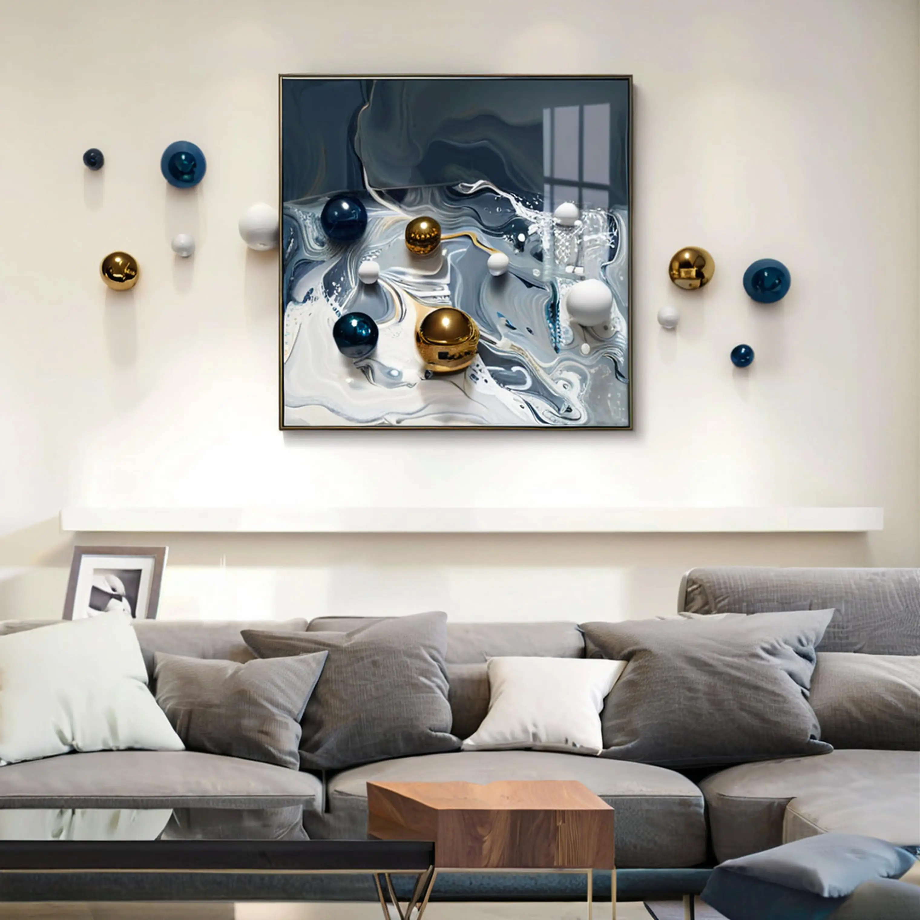 89MM Wall decoration ball stainless steel round ball can be customized holiday hotel home outdoor garden decoration ball