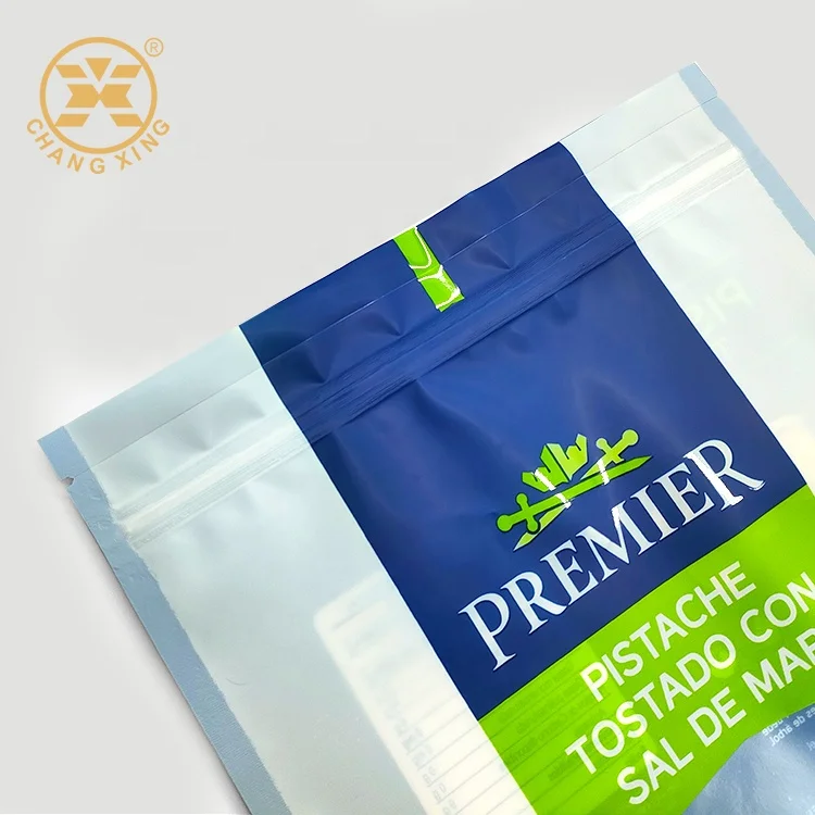 Custom Logo Printed Stand Up Plastic Pouch Food Packaging Zip Lock Ziplock Standing Doypack Bag With Windows For Nu