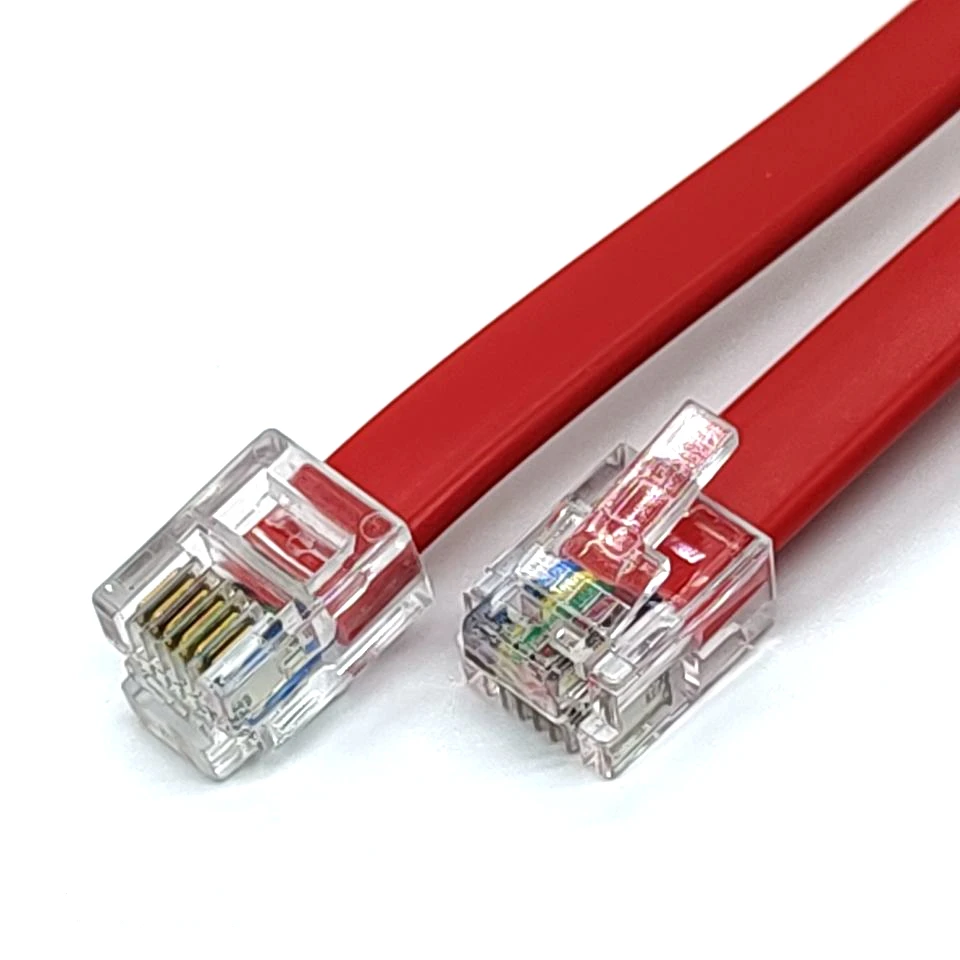 RED Telephone Cable RJ12 to RJ12 6P6C Connector RJ12 Flat Patch Cord