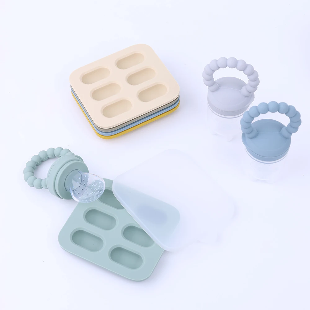 New Silicone Baby Products Nibbler Pacifier Freezer Ice Cube Tray Breast Milk Popsicle Mold Infants Baby Fruit Food Pacifier Set