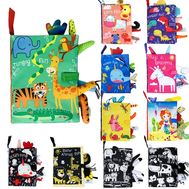 hot selling baby first book baby black and white soft cloth book baby sensory toy