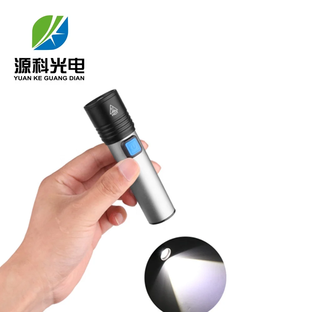 YUANKE Mini LED 3W Cool white Strong Light Flashlight USB Rechargeable Aluminum Alloy  flashlight