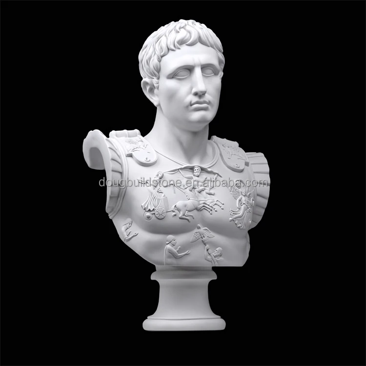 Классическая каменная статуя Julius Augustus Caesar из белого мрамора