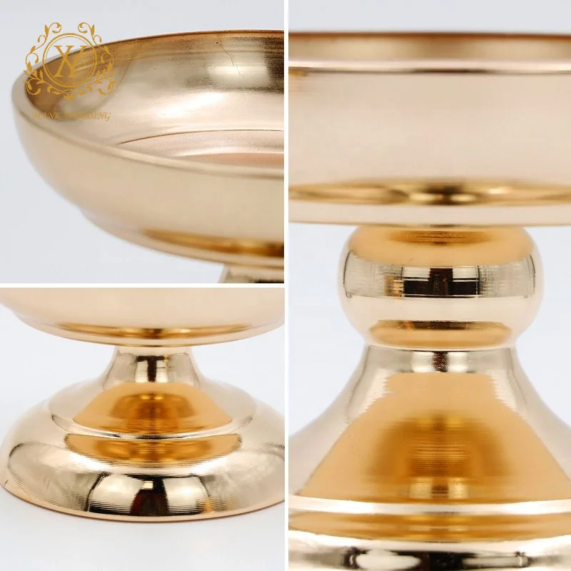 Decorative Tabletop Flower Stand Gold Fruit Bowl With Stand Small Gold Metal Wedding Centerpieces Vases Home Decoration