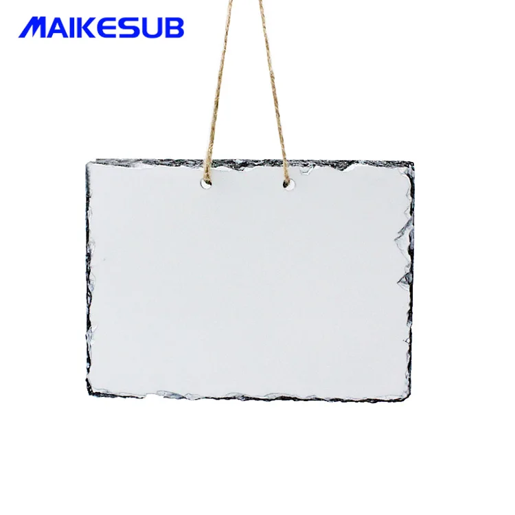 Customized picture heat transfer slate photo and sublimation blank rock slate photo frame with lanyard