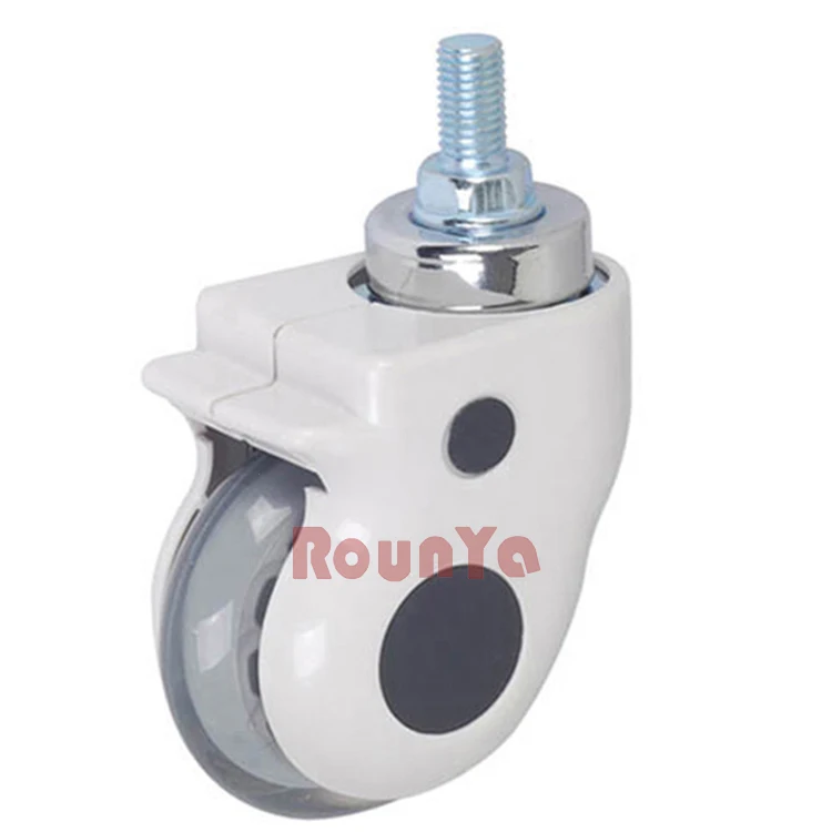 75mm ultra-quiet threaded covered hospital medical carts chair caster polyurethane caster wheel