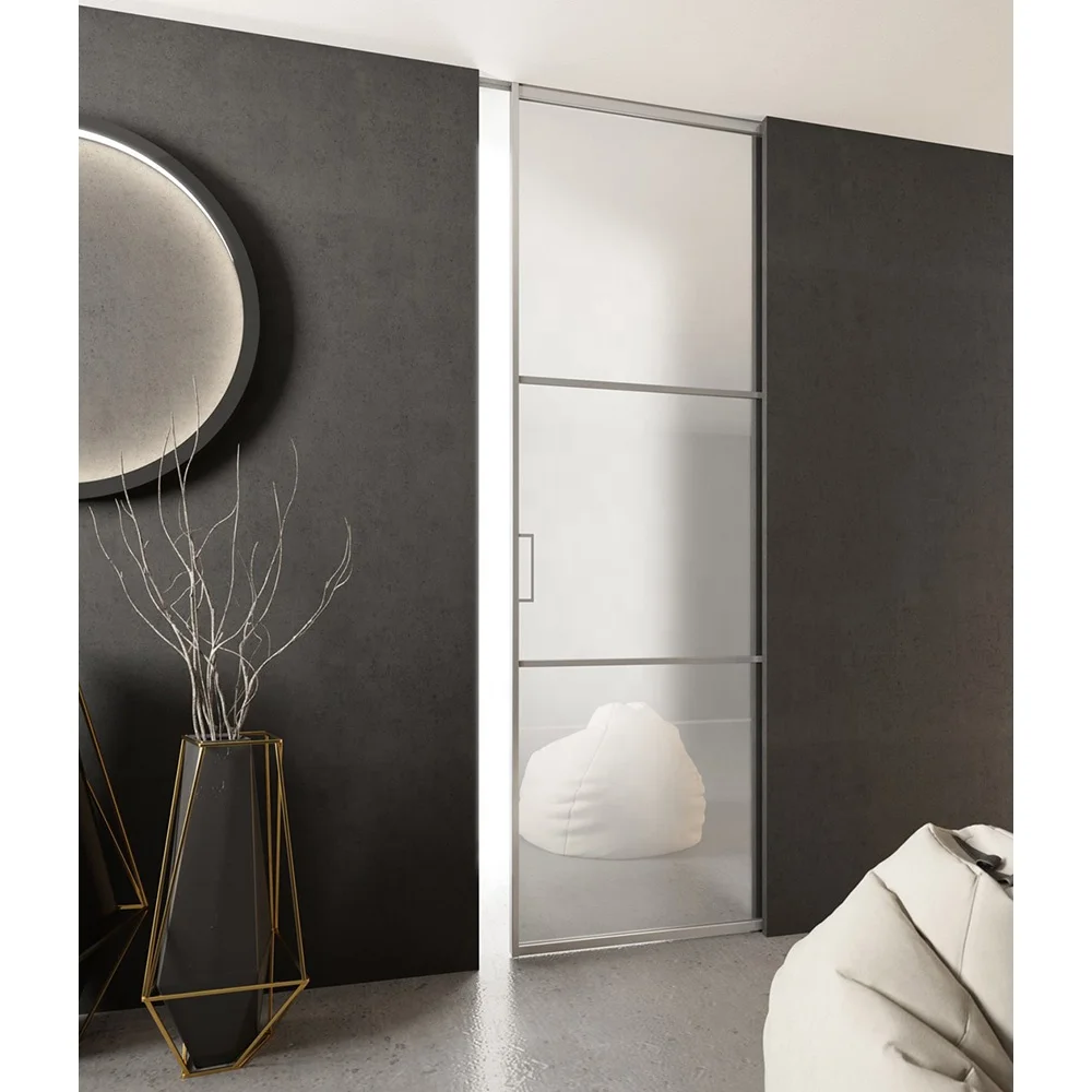 Sliding Doors Room Dividers Interior Partition Wall Mount Modern Door Roller Sliding Door High Quality Aluminum Framed Glass
