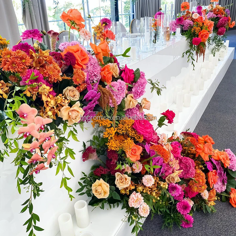 Promise Artificial Flowers Runner Wedding Flower Row Arrangement Flower Runner For Wedding Decor